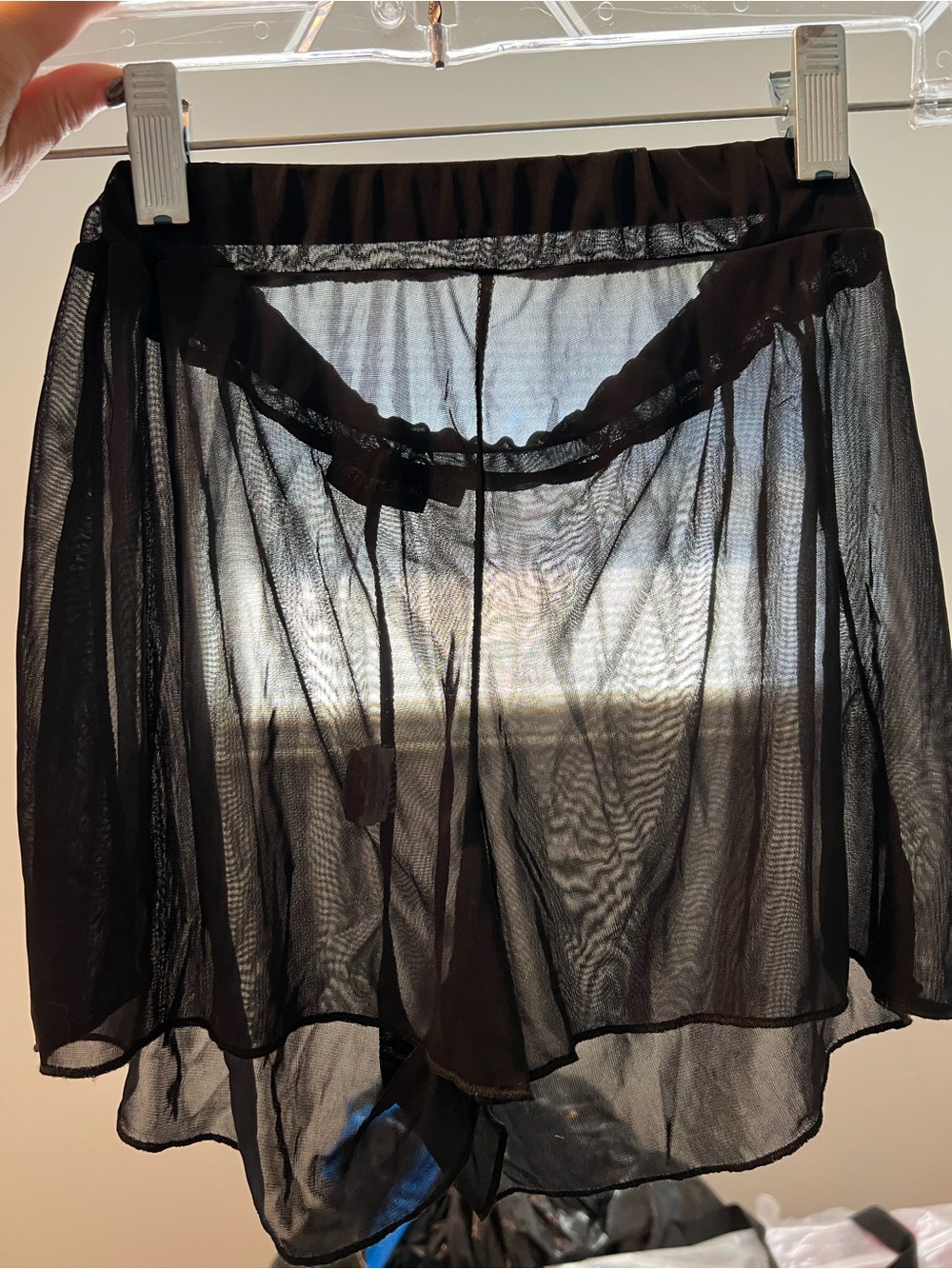 PrettyLittleThing Black Sheer-Layer Athletic Shorts